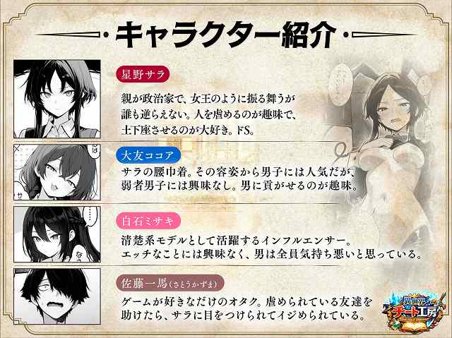 【異世界でハズレスキル『上限突破』が覚醒し、神話級冒険者となったので、僕を虐めていたギャル達を全員、僕専用ご奉仕肉便器に躾けることにした。【覚醒編】】妄想体験コミック@教室で頭を踏まれる男と三人の女子、森で一人立つ男が並ぶ