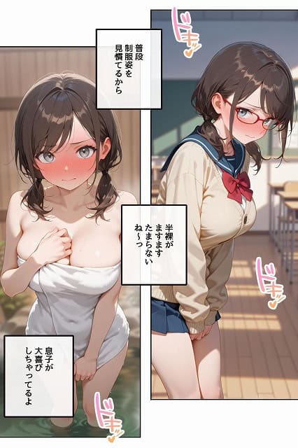 【どこの女子校にもありふれた普通の性指導  〜温泉学園〜  1】ステーキくん@女性が股間を抑えている