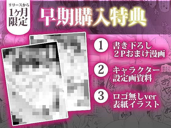 早期購入特典の説明が大きく出て、左にモザイク入りの特典画像が並ぶ